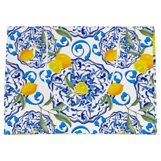 Zomer, Portugese tegels, citrusvruchten, citroenen Groot Cadeauzakje (Voorkant)