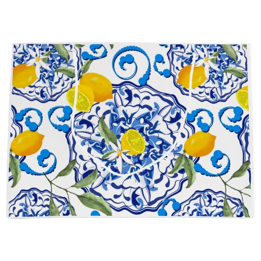 Zomer, Portugese tegels, citrusvruchten, citroenen Groot Cadeauzakje (Voorkant)