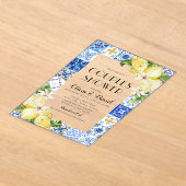 Zomer Positano Blauwe Tegels Citroenen Koppels Dou Acryl Uitnodigingen (Laagn)