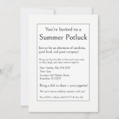 Zomer Potluck Feest, Modern Eenvoudig Minimaal Kaart (Voorkant)