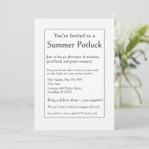 Zomer Potluck Feest, Modern Eenvoudig Minimaal