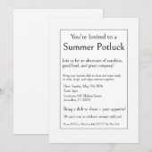 Zomer Potluck Feest, Modern Eenvoudig Minimaal Kaart (Voorkant / Achterkant)