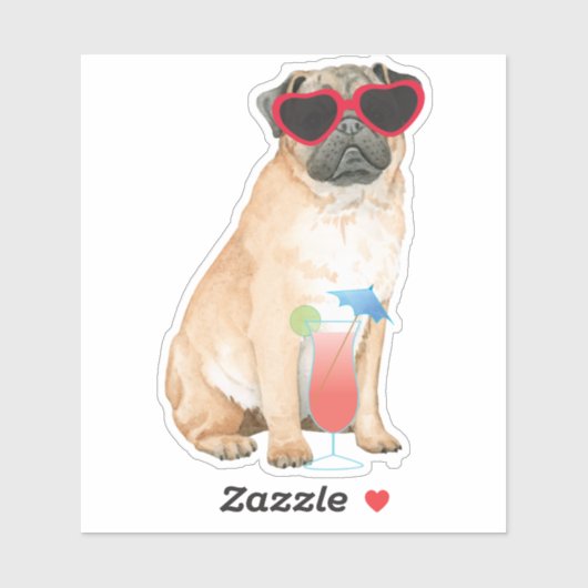 Zomer Pug Vinyl Sticker (Vel)