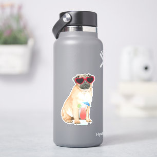 Zomer Pug Vinyl Sticker