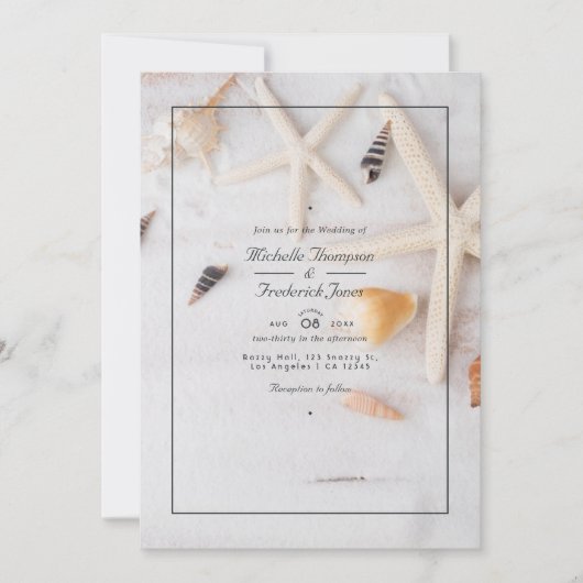 Zomer QR Code RSVP Beach Bruiloft Kaart (Voorkant)