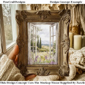 Zomer Raam & Lavendel & Bomen AN7 Decoupage Tissuepapier