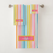 Zomer Rainbow Stripes Monogram Script