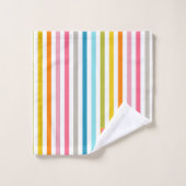 Zomer Rainbow Stripes Monogram Script Bad Handdoek (Wasdoekje)
