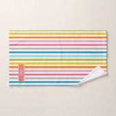 Zomer Rainbow Stripes Monogram Script Bad Handdoek (Handdoek)
