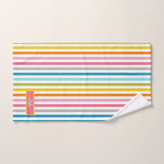 Zomer Rainbow Stripes Monogram Script Bad Handdoek (Handdoek)