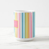 Zomer Rainbow Stripes Monogram Script Koffiemok (Center)
