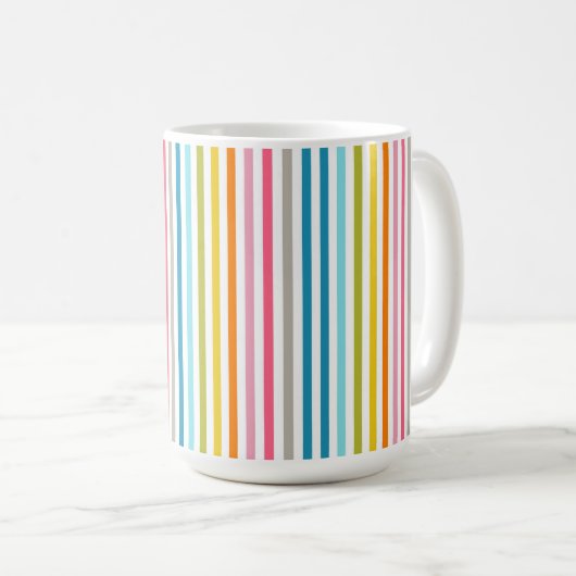 Zomer Rainbow Stripes Monogram Script Koffiemok (Voorkant rechts)