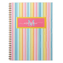 Zomer Rainbow Stripes Monogram Script Notitieboek