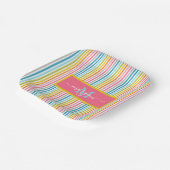 Zomer Rainbow Stripes Monogram Script Papieren Bordje (Gebogen)