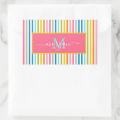 Zomer Rainbow Stripes Monogram Script Rechthoekige Sticker (Tas)