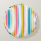 Zomer Rainbow Stripes Monogram Script Rond Kussen (Achterkant)