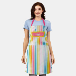Zomer Rainbow Stripes Monogram Script Schort
