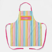 Zomer Rainbow Stripes Monogram Script Schort (Voorkant)