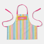 Zomer Rainbow Stripes Monogram Script Schort (Voorkant)