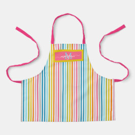 Zomer Rainbow Stripes Monogram Script Schort