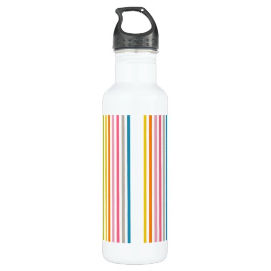 Zomer Rainbow Stripes Monogram Script Waterfles (Achterkant)