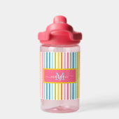 Zomer Rainbow Stripes Monogram Script Waterfles (Achterkant)