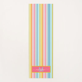 Zomer Rainbow Stripes Monogram Script Yogamat