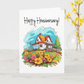 Zomer Ranch Eerste verjaardagskaart voor thuis Kaart (Gele Bloem)