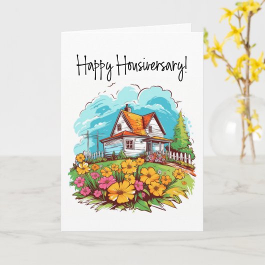 Zomer Ranch Eerste verjaardagskaart voor thuis Kaart (Gele Bloem)