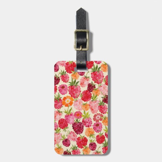 Zomer Raspberry Waterverf Coquette Bagagelabel (Voorkant verticaal)