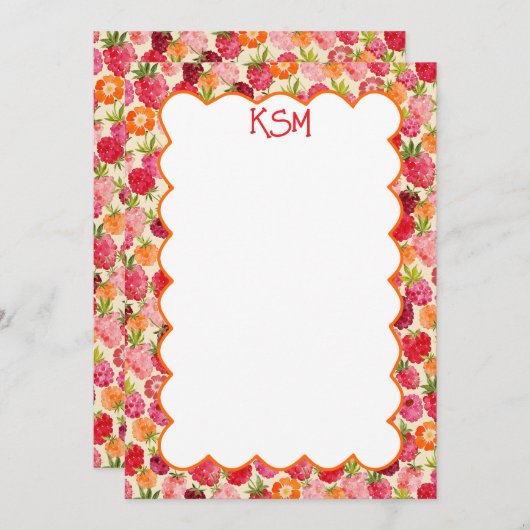 Zomer Raspberry Waterverf Coquette Kaart (Voorkant / Achterkant)