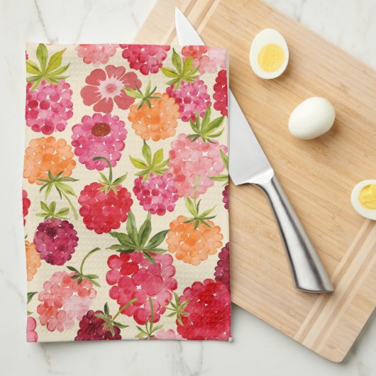 Zomer Raspberry Waterverf Coquette Theedoek (Quarter Fold)