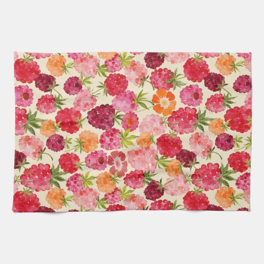 Zomer Raspberry Waterverf Coquette Theedoek (Horizontaal)