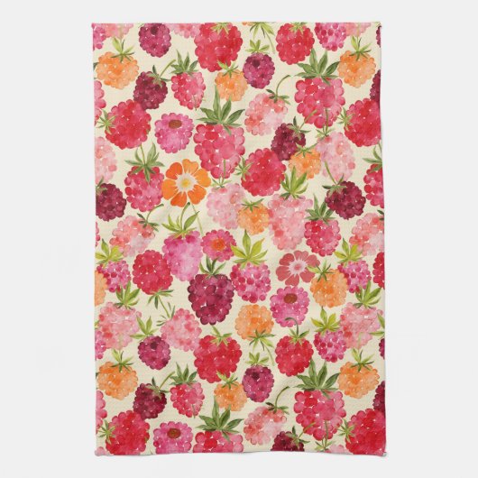 Zomer Raspberry Waterverf Coquette Theedoek (Verticaal)