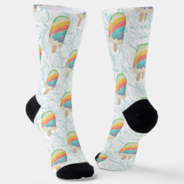 Zomer Regenboog Popsicle en Blauwgroen Swirls Sokken