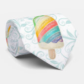 Zomer Regenboog Popsicle en Blauwgroen Swirls Stropdas (Opgerold)