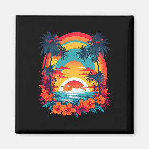 Zomer Reisplezier Retro Vakantie Camper Strand Zon Magneet