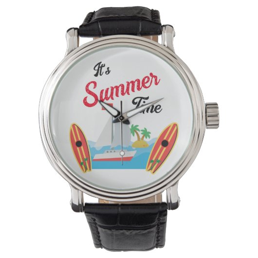 Zomer Reistijd Strand Golven Vakantie Oceaan Horloge (Voorkant)