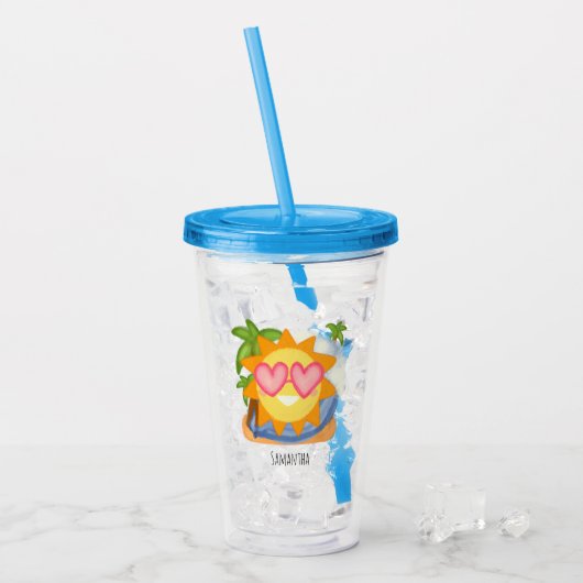 Zomer Relaxing Vakantie Zon Acryl Drinkbeker (Voorkant ijs)