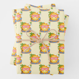 Zomer Relaxing Vakantie Zon Inpakpapier Vel