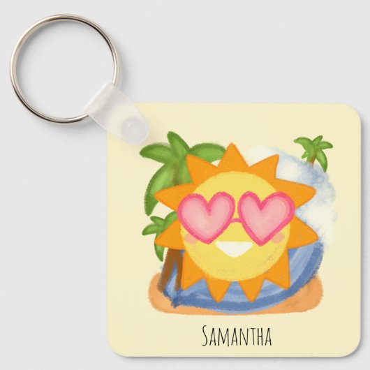 Zomer Relaxing Vakantie Zon Sleutelhanger (Voorkant)