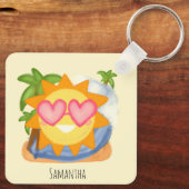 Zomer Relaxing Vakantie Zon Sleutelhanger (Achterkant)