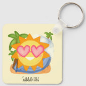 Zomer Relaxing Vakantie Zon Sleutelhanger (Achterkant)
