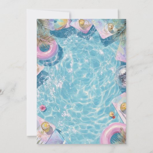 Zomer Retro Disco Sweet 16 Zwembad Vibes Feest Kaart (Achterkant)