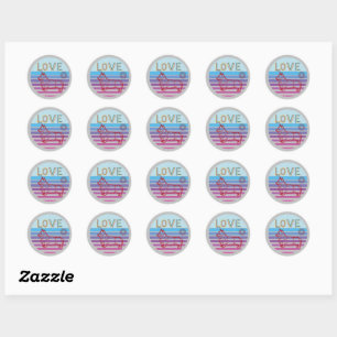 Zomer Retro Gestreepte Vrouwen & Kinder Kleding Ronde Sticker