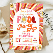 Zomer Retro Groovy Daisy Pool Party Verjaardag Kaart