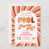 Zomer Retro Groovy Sun Pool Party Verjaardag Kaart (Voorkant)