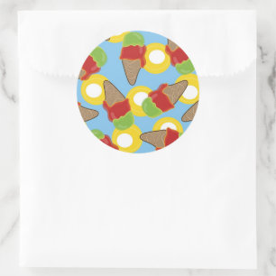 Zomer Retro Kersen & Lime Ijsjes Patroon Ronde Sticker