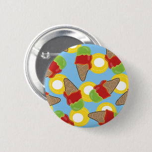 Zomer Retro Kersen- & Limoen IJshoorntjes Patroon Ronde Button 5,7 Cm