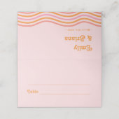 Zomer Retro Roze Sinaasappel Tropische bruiloft Plaatskaartje (Buitenkant ongevouwen)